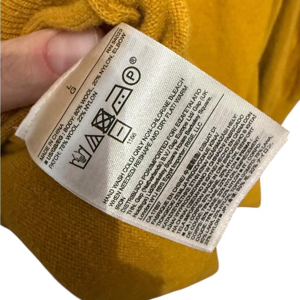 Banana Republic Elbow-Patch Men’s Crew Pullover Wool Blend Spicy Mustard Sz L - Picture 4 of 8